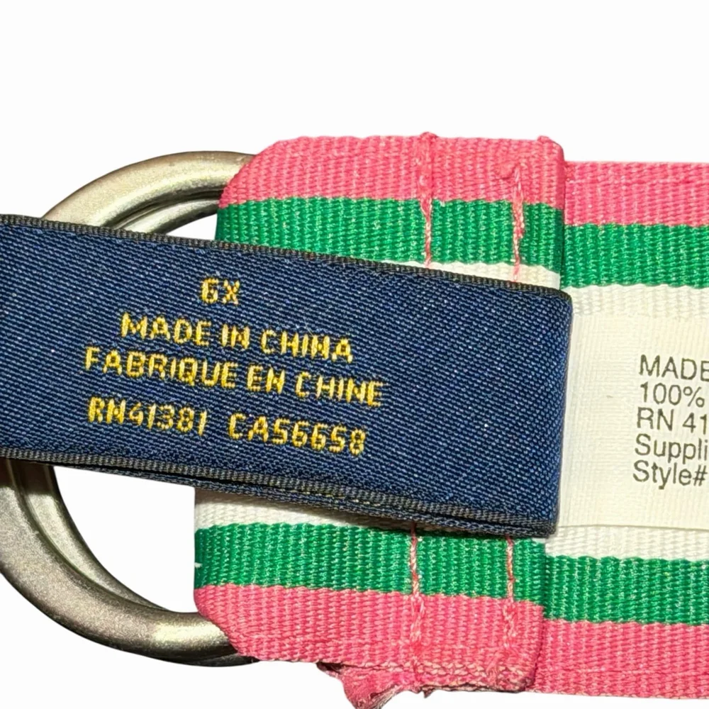 Polo Ralph Lauren Girls Size 6X Striped Web Belt Pink Green Navy Preppy D Ring‎